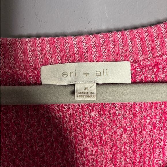 Eri & Ali Pink Long Sleeve Waffle Knit Scoop Neckline Top Size Small - Picture 4 of 5